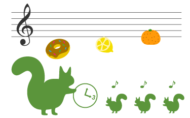 ドレミの勉強をする仔リス達