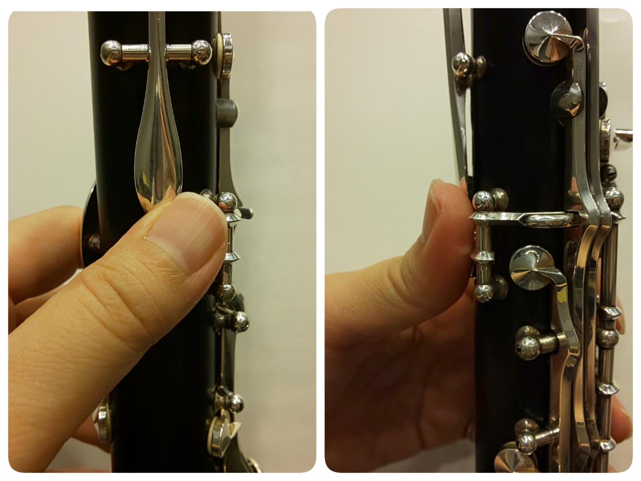 トーンホールを正しく押さえている左手親指