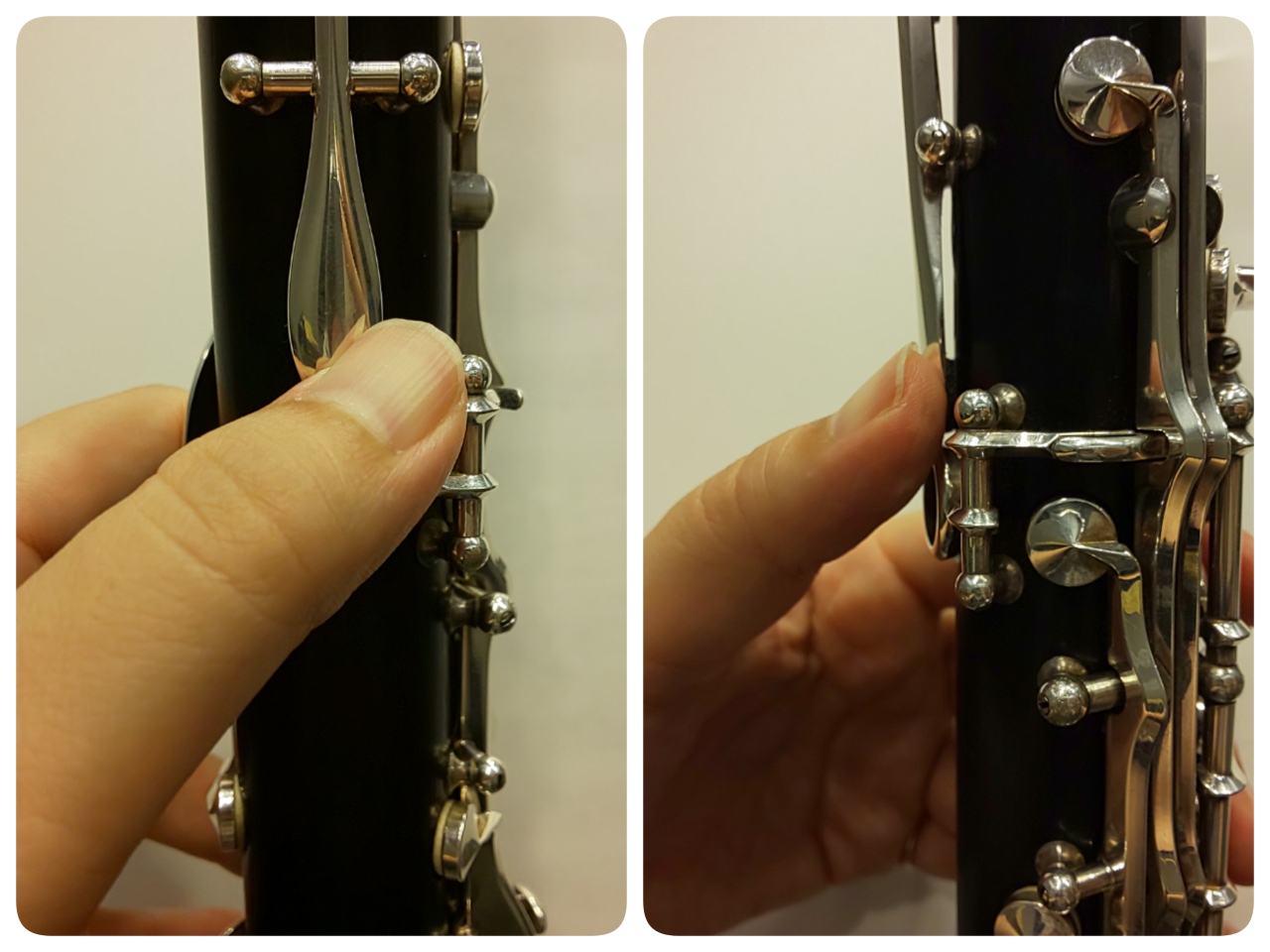 レジスターキーを正しく押さえている左手親指