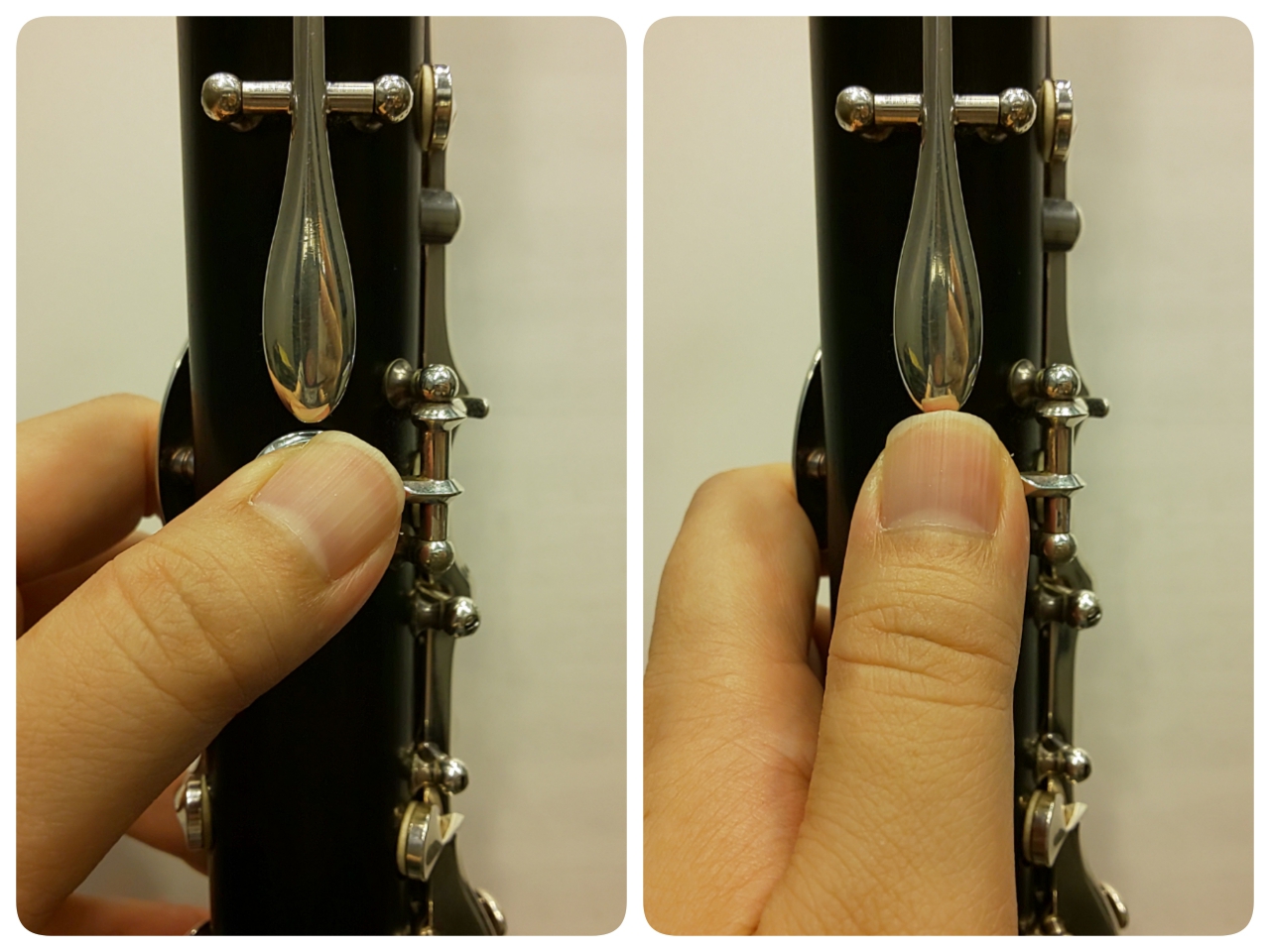 トーンホールの押さえ方が良くない左手親指