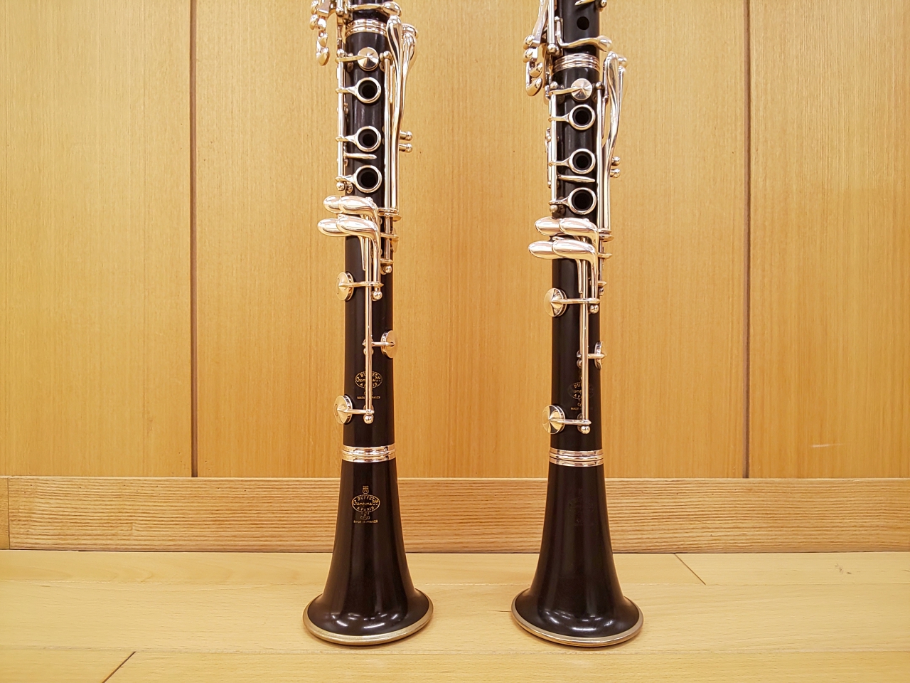 B♭管とA管の下管の比較