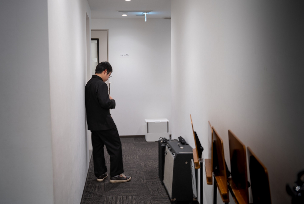 実技模試で音出しを待つトランペットの参加者